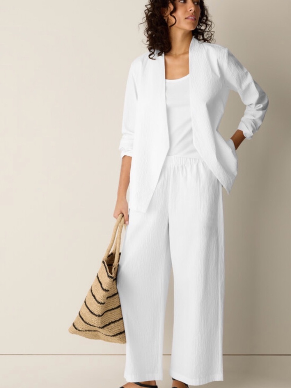 NWT EILEEN FISHER $188 white cropped organic cotton pants sz xl gorgeous wow